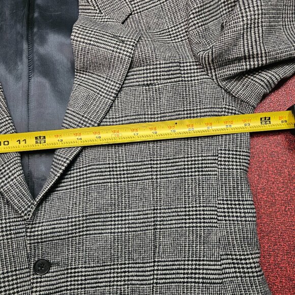 Christian Aujard Glen Plaid Cashmere Blazer Jacket 42R Black White Quiet Luxury - Picture 10 of 13